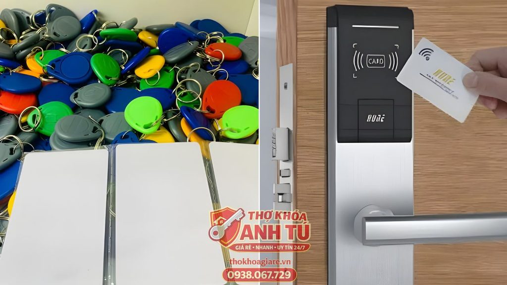 Thẻ từ chung cư và đầu đọc tại cửa sảnh tòa nhà